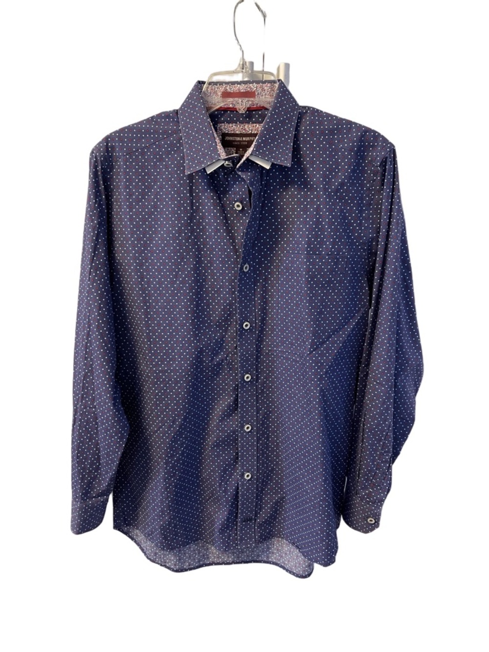Johnston & Murphy Men's Long Sleeves Purple Polka Dot Button-Up Shirt NWOT Sz M